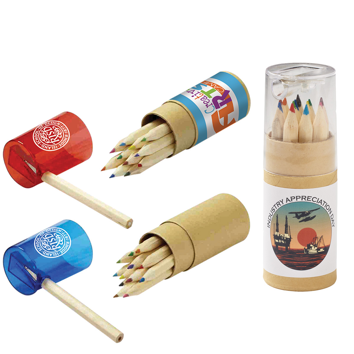 12-Color Pencil Set in Tube with Sharpener
