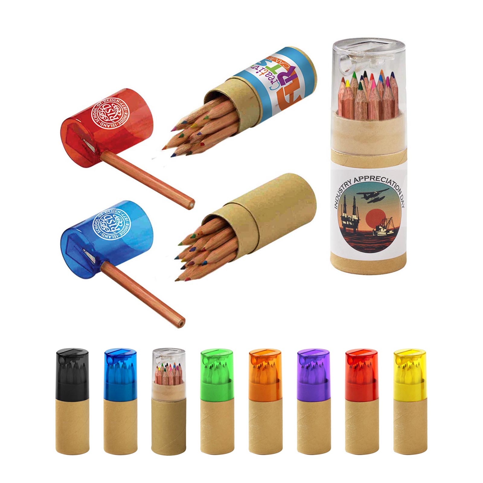 12-Color Pencil Set in Tube with Sharpener