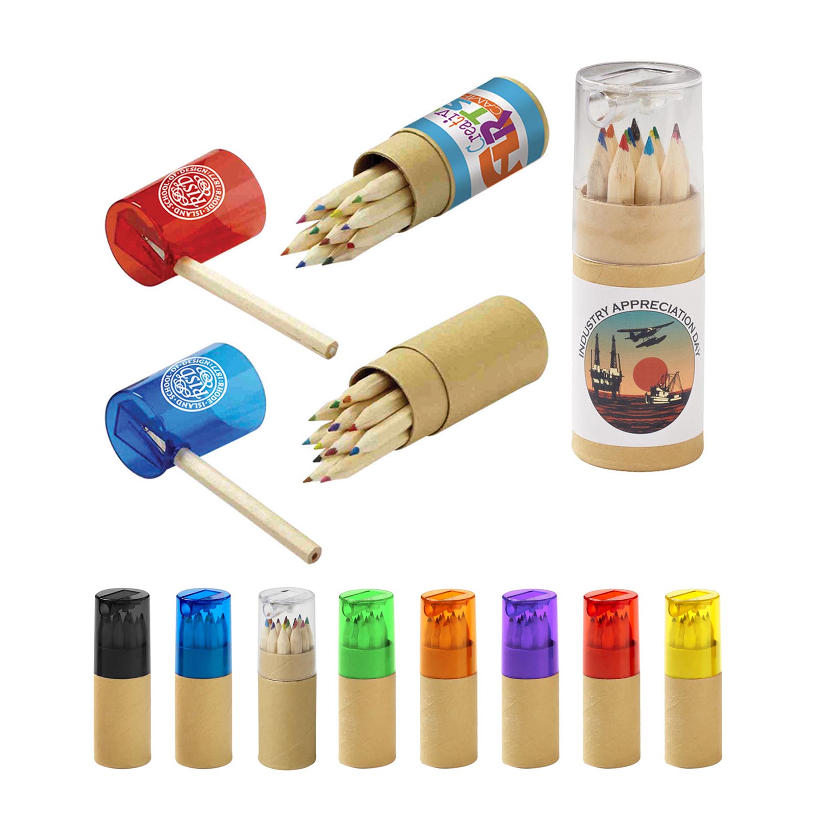 12-Color Pencil Set in Tube with Sharpener