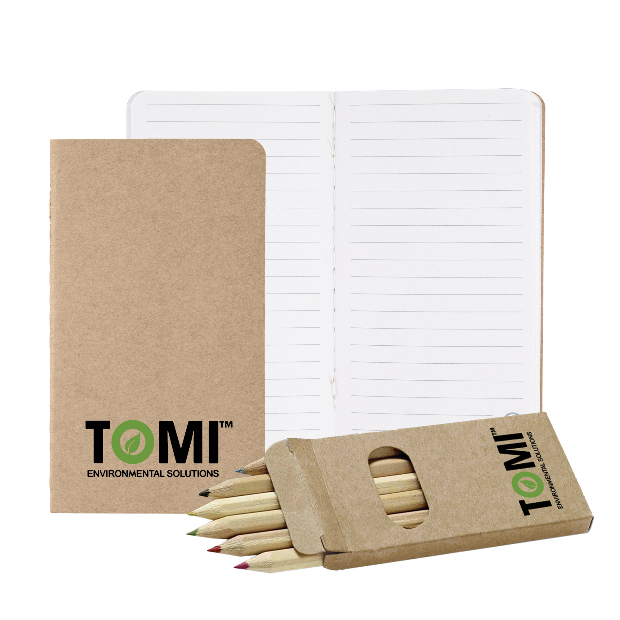Eco Mini Notebook and 6-Color Pencil Set