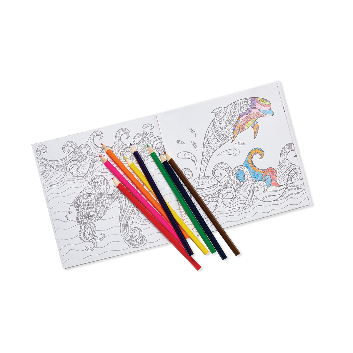 Coloring book with colored pencils