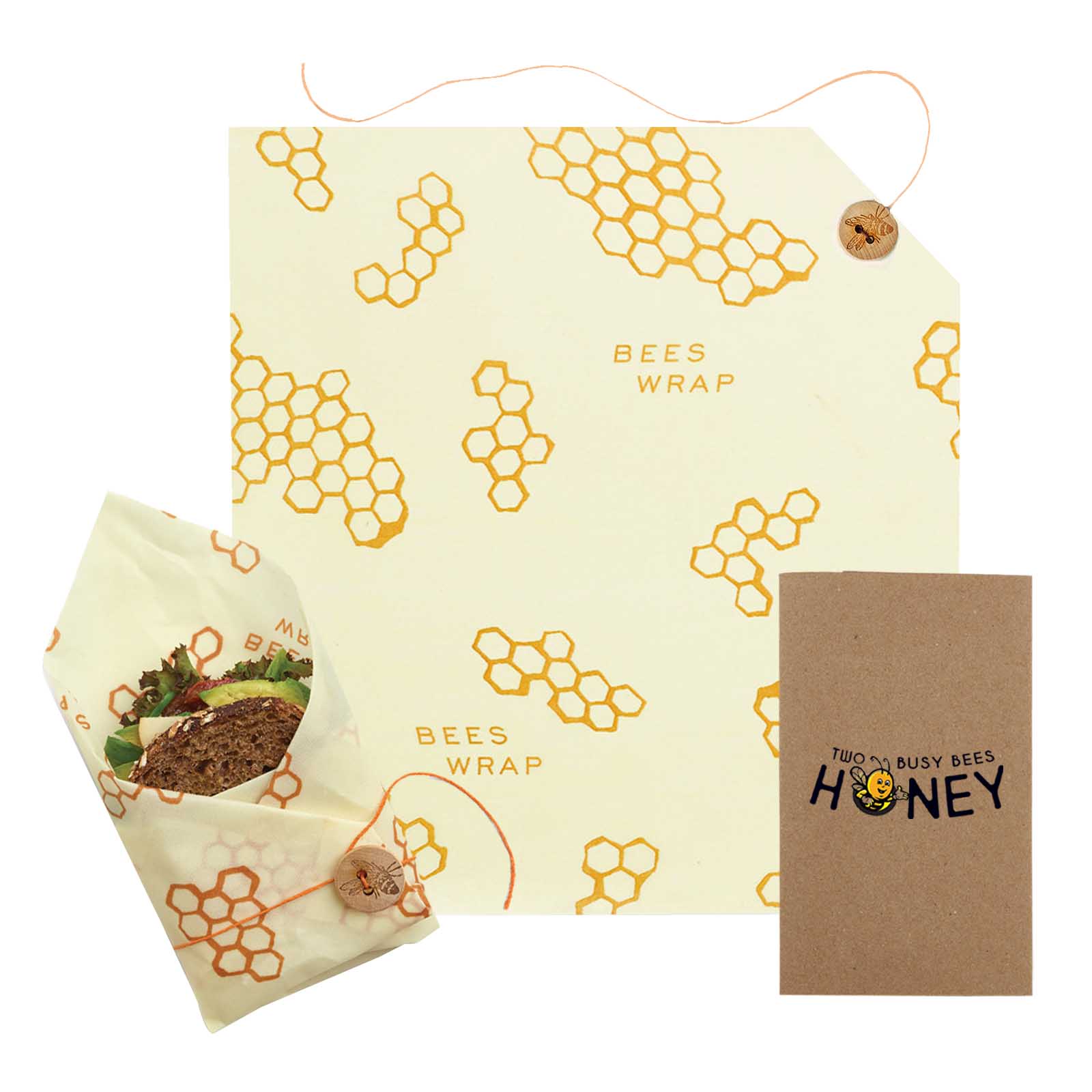 Bees wrap Large Sandwich with tie 13