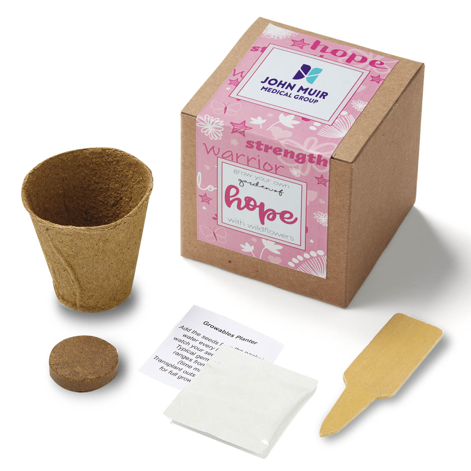 Pink Garden of Hope Planter in Kraft Gift Box