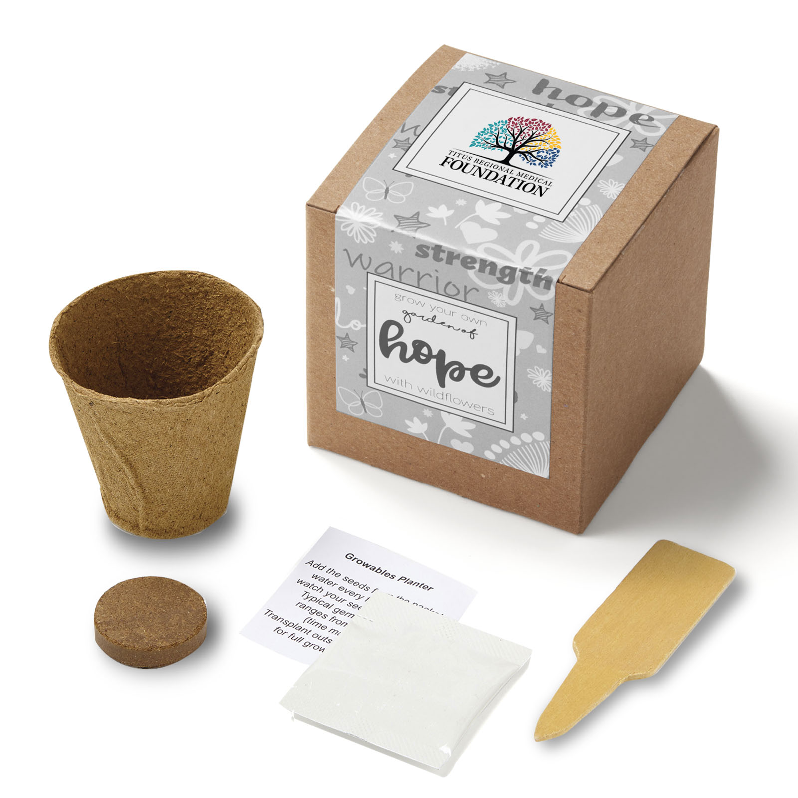 Gray Garden of Hope Planter in Kraft Gift Box