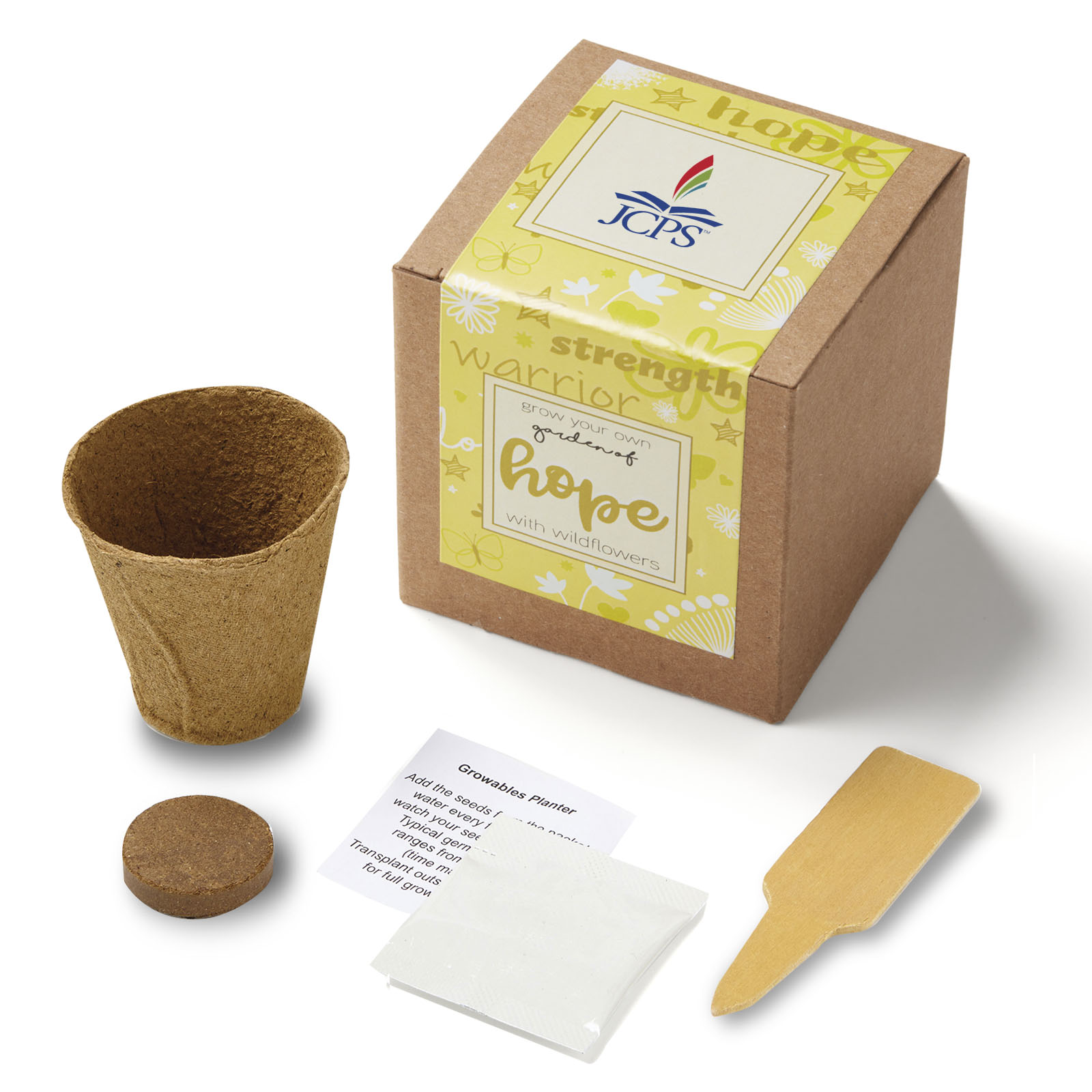 Yellow Garden of Hope Planter in Kraft Gift Box