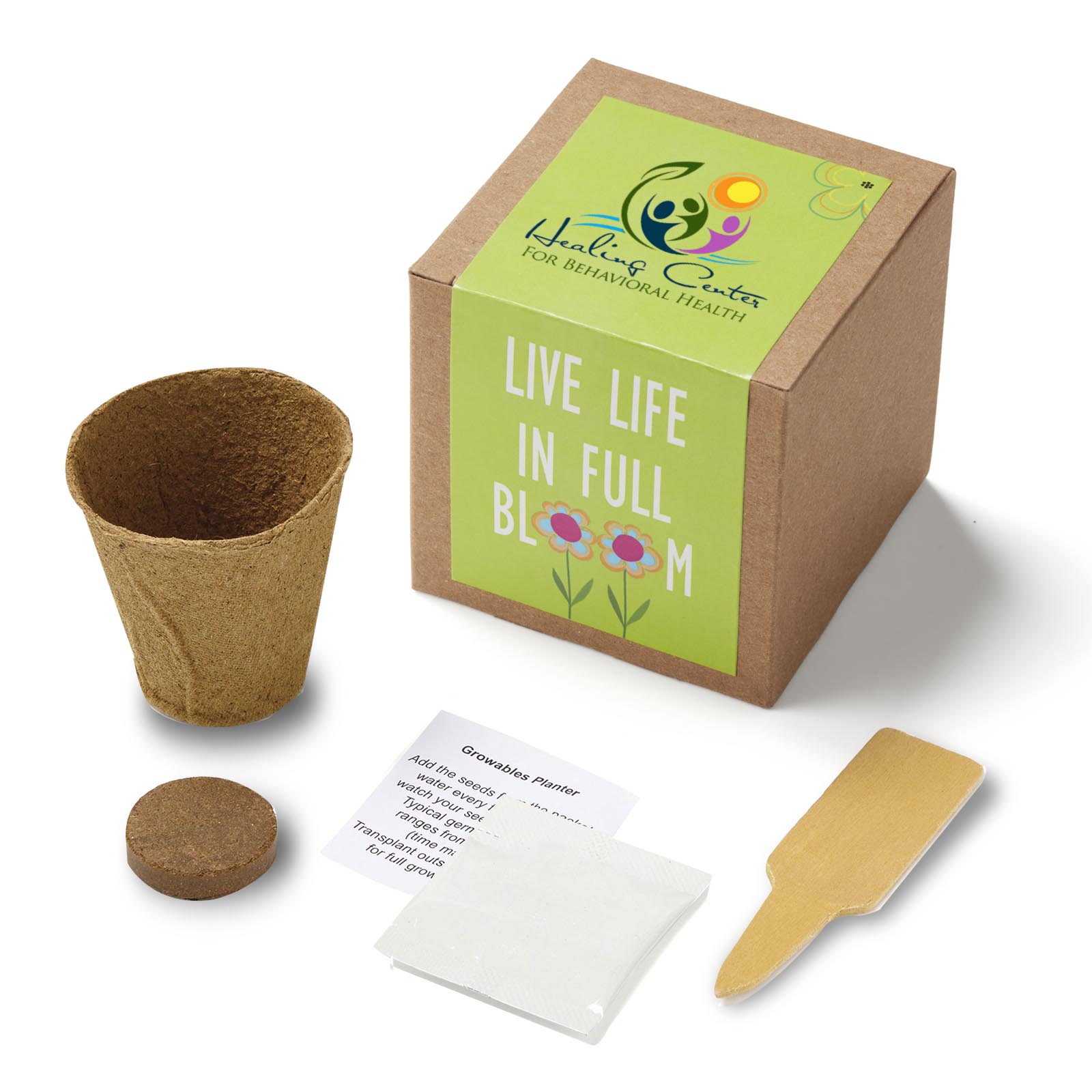 Inspirational Live Life in Full Bloom Planter in Kraft Gift Box