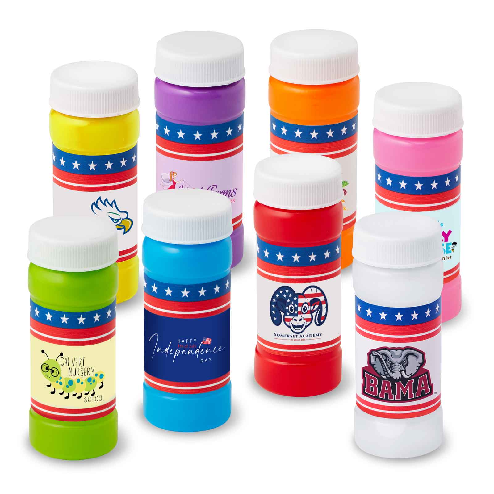 2 oz. Patriotic Bubbles with Full-Color Digital Label