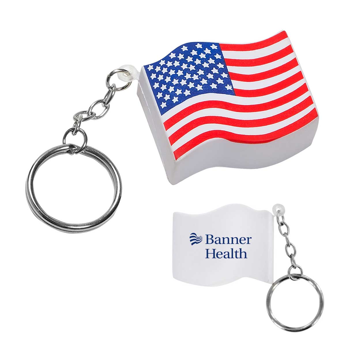 Patriotic American Flag Shape Stress Ball Keychain